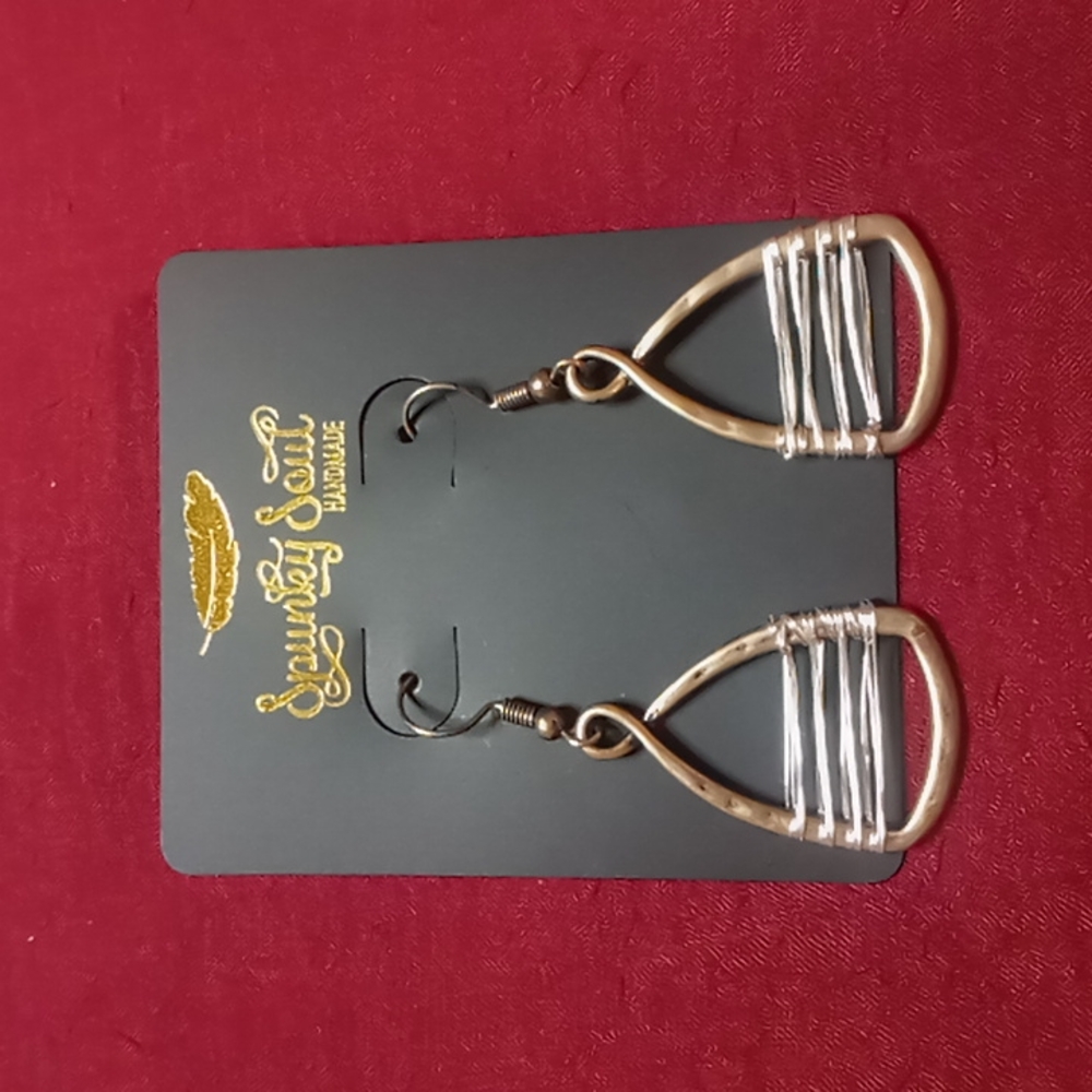 Spunky soul handmade mixed metal wire wrap earrings
